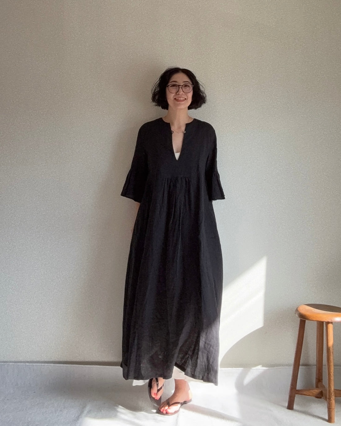 フリルスリーブ　ワンピース