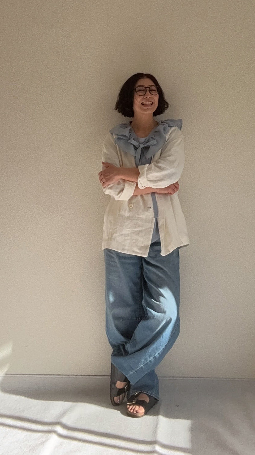 ノーカラーダブルジャケット