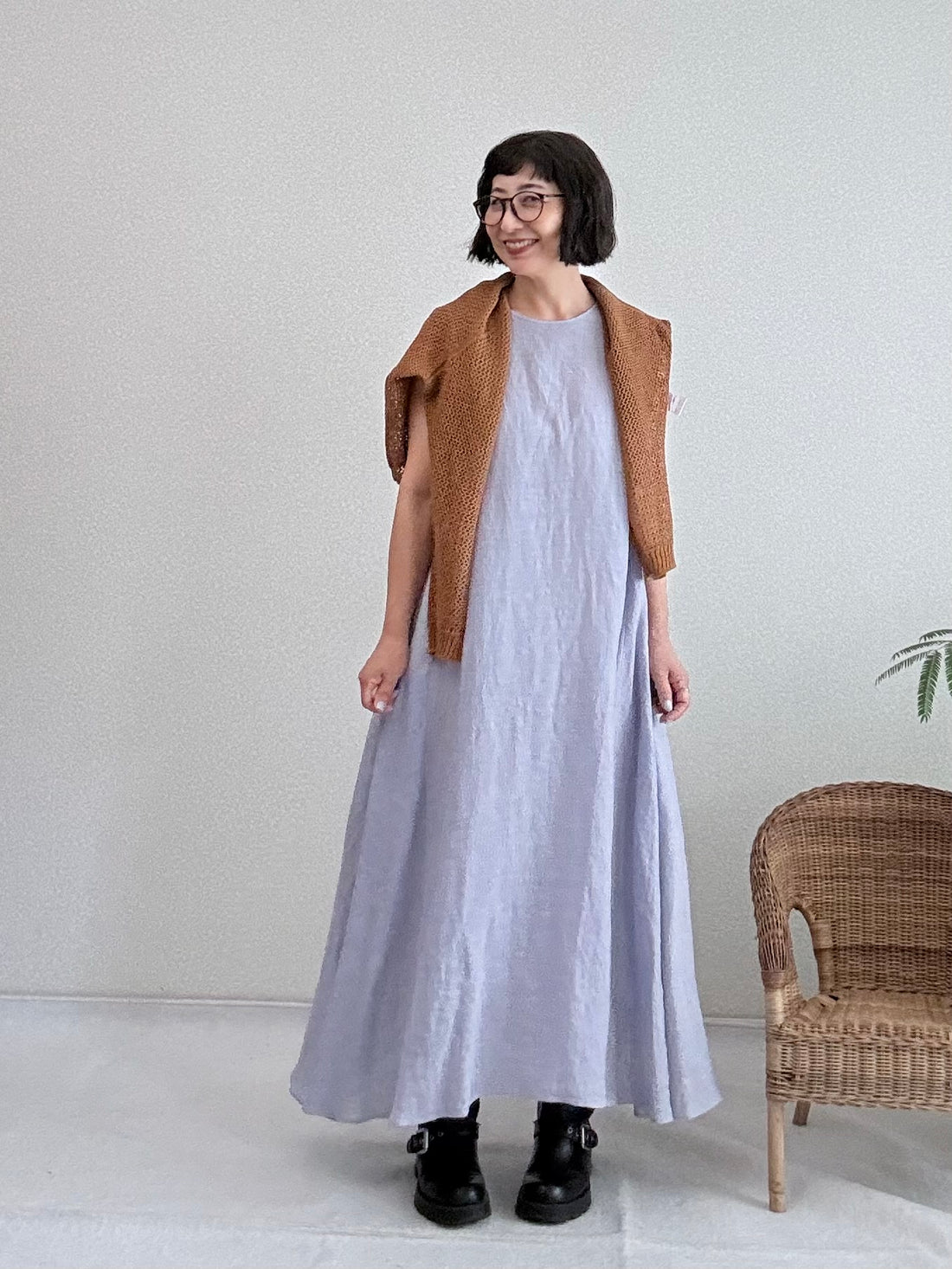 Aラインノースリーブワンピース