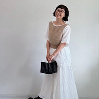 フレンチリネン　フレアギャザースカート