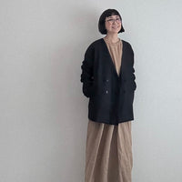 ノーカラーダブルジャケット