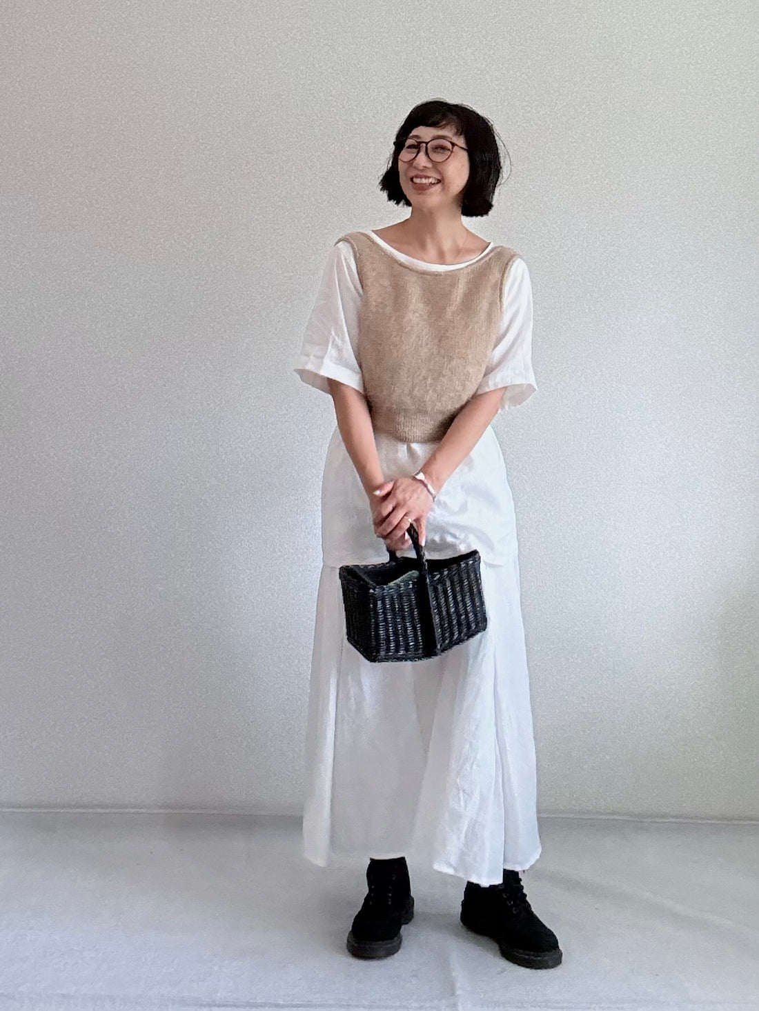 フレンチリネン　フレアギャザースカート
