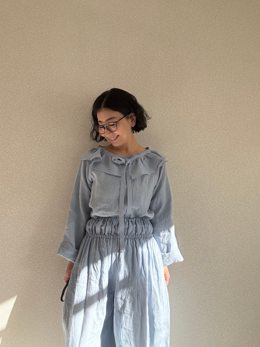 つけ襟りフリルブラウス